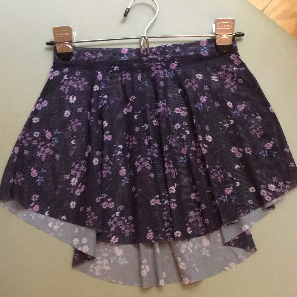 Purple flower mesh ballet circle skirt
